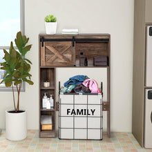 Load image into Gallery viewer, over the Toilet Storage Cabinet, Freestanding Bathroom Organizer with Sliding Barn Door &amp; Storage Shelves, Multifunctional Bathroom Toilet Rack for Bathroom Restroom Laundry, Brown

