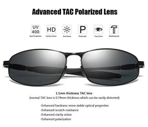 ZHILE Wrap Polarized Sunglasses Al-Mg Metal Temple Spring Hinged Nickel Free (Black, Grey) Pattan Australia