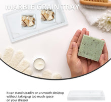 Load image into Gallery viewer, White Serving Tray Bathroom Toiletries Tray Resin Jewelry Storage Tray Marble Pattern Storage Tray Bathroom Toiletries Tray Sundries Storage Tray White Vanity Table
