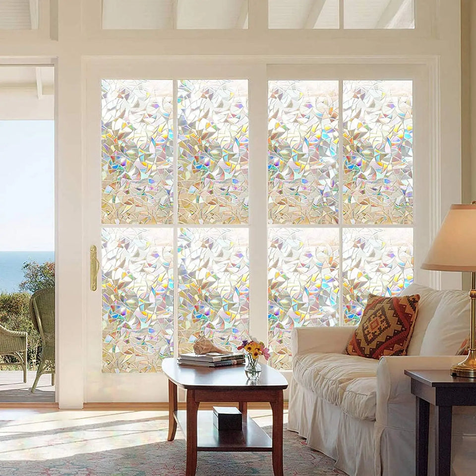 Window Privacy Film, Rainbow Window Clings, 3D Decorative Window Vinyl, Stained Glass Window Decals, Static Cling Window Sticker Non-Adhesive pattanaustralia