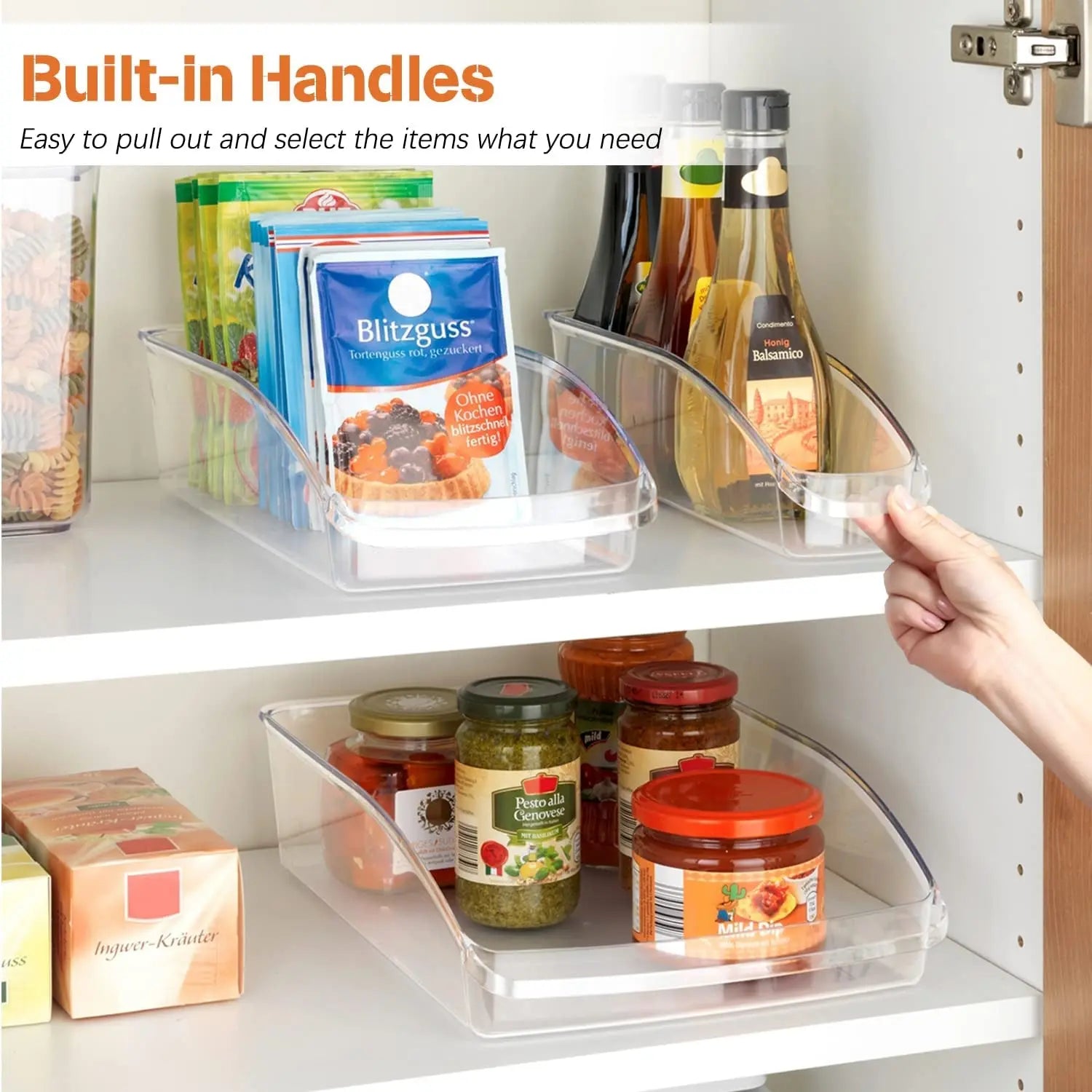 Refrigerator Organizer Bins, Set of 9 Clear Plastic Fridge Storage Containers for Freezer Kitchen Countertops Pantry Organization, BPA Free