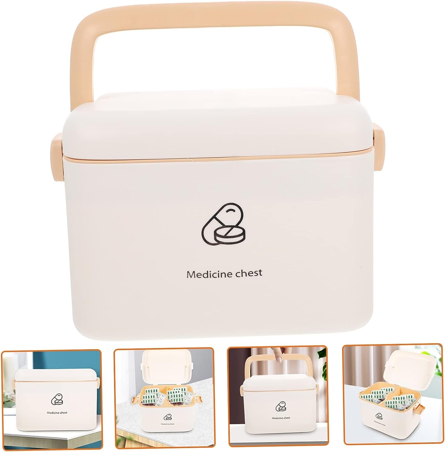 Box Medicine Storage Large Makeup Case First Aid Container Cosmetic Cases for Traveling Time Lock Box Household Medicine Box Storage Box with Lock Medicine Cabinet Cosmetics Box