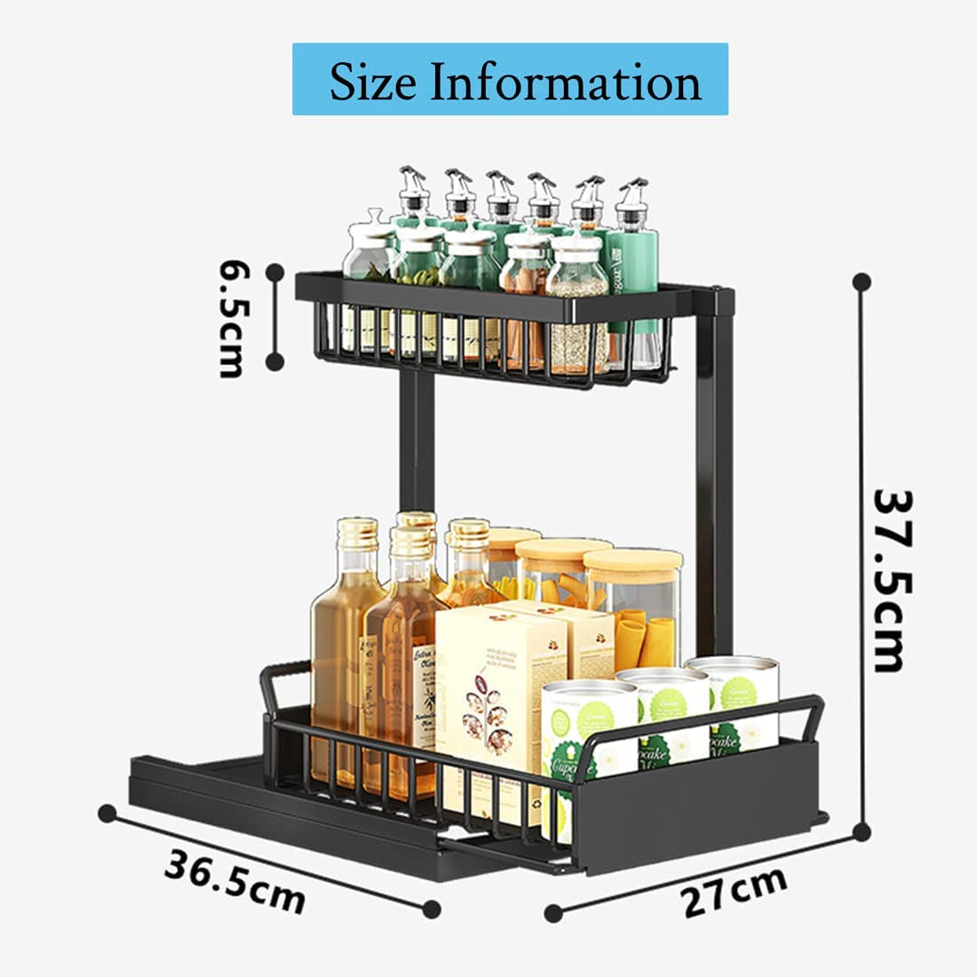 2 Pack under Sink Organiser,2-Tier Pull-Out under Cabinet Storage，Multi-Use for Kitchen Bathroom Organizers and Storage