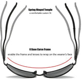 ZHILE Wrap Polarized Sunglasses Al-Mg Metal Temple Spring Hinged Nickel Free (Black, Grey) Pattan Australia