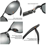 ZHILE Wrap Polarized Sunglasses Al-Mg Metal Temple Spring Hinged Nickel Free (Black, Grey) Pattan Australia