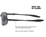 ZHILE Wrap Polarized Sunglasses Al-Mg Metal Temple Spring Hinged Nickel Free (Black, Grey) Pattan Australia