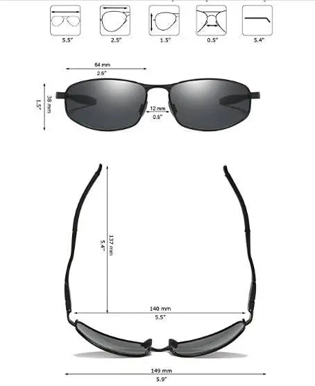 ZHILE Wrap Polarized Sunglasses Al-Mg Metal Temple Spring Hinged Nickel Free (Black, Grey) Pattan Australia