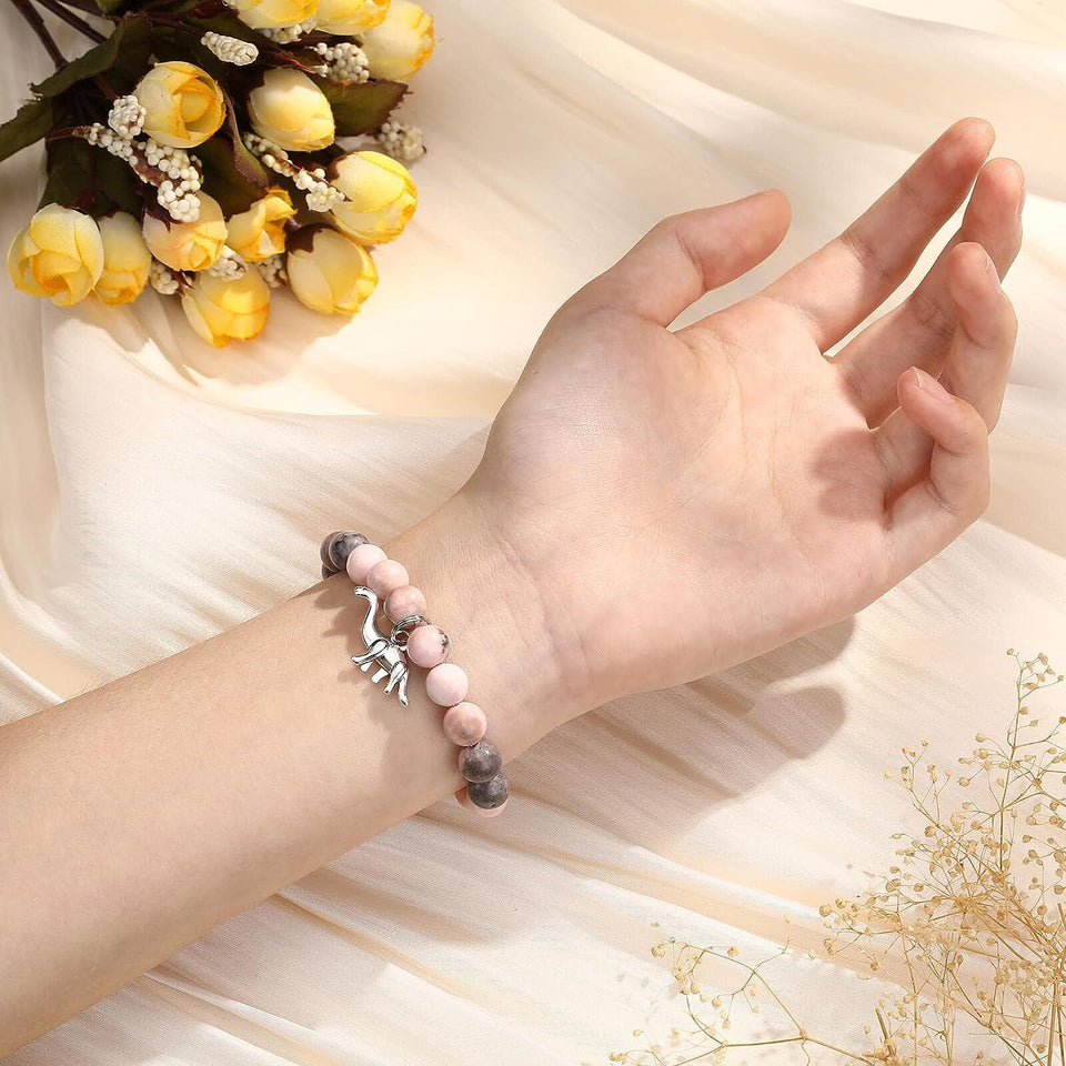 Girls Jewelry - Pink Natural Stone Braided Bead Bracelet for Teen Granddaughter Daughter Niece, Jewelry Gifts for Birthday Cute Stuff Trendy Things