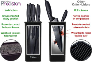 Knife Block Holder - Square Knife Stand for Large & Medium Knives with Protective Rods - Universal Counter Space Saver & Storage Organiser - Sturdy & Easy to Clean - Kitchen Storage & Organisation