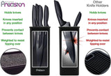 Knife Block Holder - Square Knife Stand for Large & Medium Knives with Protective Rods - Universal Counter Space Saver & Storage Organiser - Sturdy & Easy to Clean - Kitchen Storage & Organisation