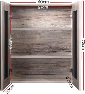 Bathroom Mirror Cabinet Vanity Medicine Shave Wooden Natural 600Mm X720Mm