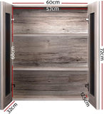 Bathroom Mirror Cabinet Vanity Medicine Shave Wooden Natural 600Mm X720Mm