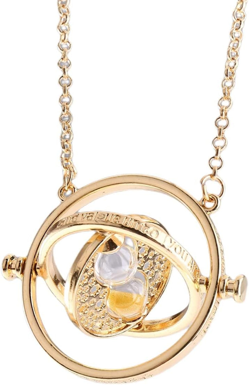 Time Turner Hourglass Pendant Necklace Rotating Jewelry Friendship Necklaces Gifts for Girls Decorations Cosplay Costume Jewelry Women Accessories