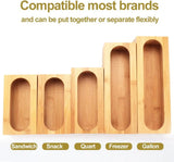 5 Pack Bamboo Storage Bag Organizer Food Storage Bag Organizer Holders Kitchen Drawer Dispenser Compatible with Gallon, Quart, Sandwich, Snack, Candy Variety Size Bags