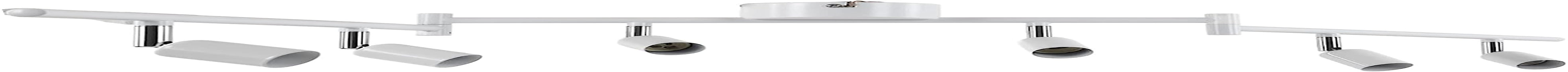 6 Way Ceiling Spotlight GU10 Base Socket, Track Lighting Kit Rotatable Lamp Head, Can Be Tilted 90°, Adjustable Lighting Angle, for Showrooms, Exhibition Halls, Museums, Cafes, Restaurants(White)
