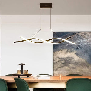 LED Modern Chandelier, Dimmable Ceiling Light with Remote Control L100Xw14Cm Creative Pendant Lights Fixture Acrylic Wave Black Island Light Linear Chandeliers for Dining Room Living Room Kitchen