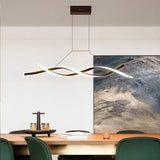 LED Modern Chandelier, Dimmable Ceiling Light with Remote Control L100Xw14Cm Creative Pendant Lights Fixture Acrylic Wave Black Island Light Linear Chandeliers for Dining Room Living Room Kitchen