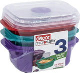Microsafe Oblong Container, Pack of 3 Pieces, 375Ml Capacity, Assorted