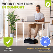 Load image into Gallery viewer, Adjustable Foot Rest under Desk for Added Height | Large Premium Velvet Soft Foam Footrest for Desk | Most Comfortable Desk Foot Rest in the World for Back, Lumbar, Knee Pain (Black)

