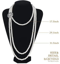 Load image into Gallery viewer, 1920s Gatsby Pearl Necklace Vintage Bridal Pearl Necklace Earrings Jewelry Set Multilayer Imitation Pearl Necklace with Brooch

