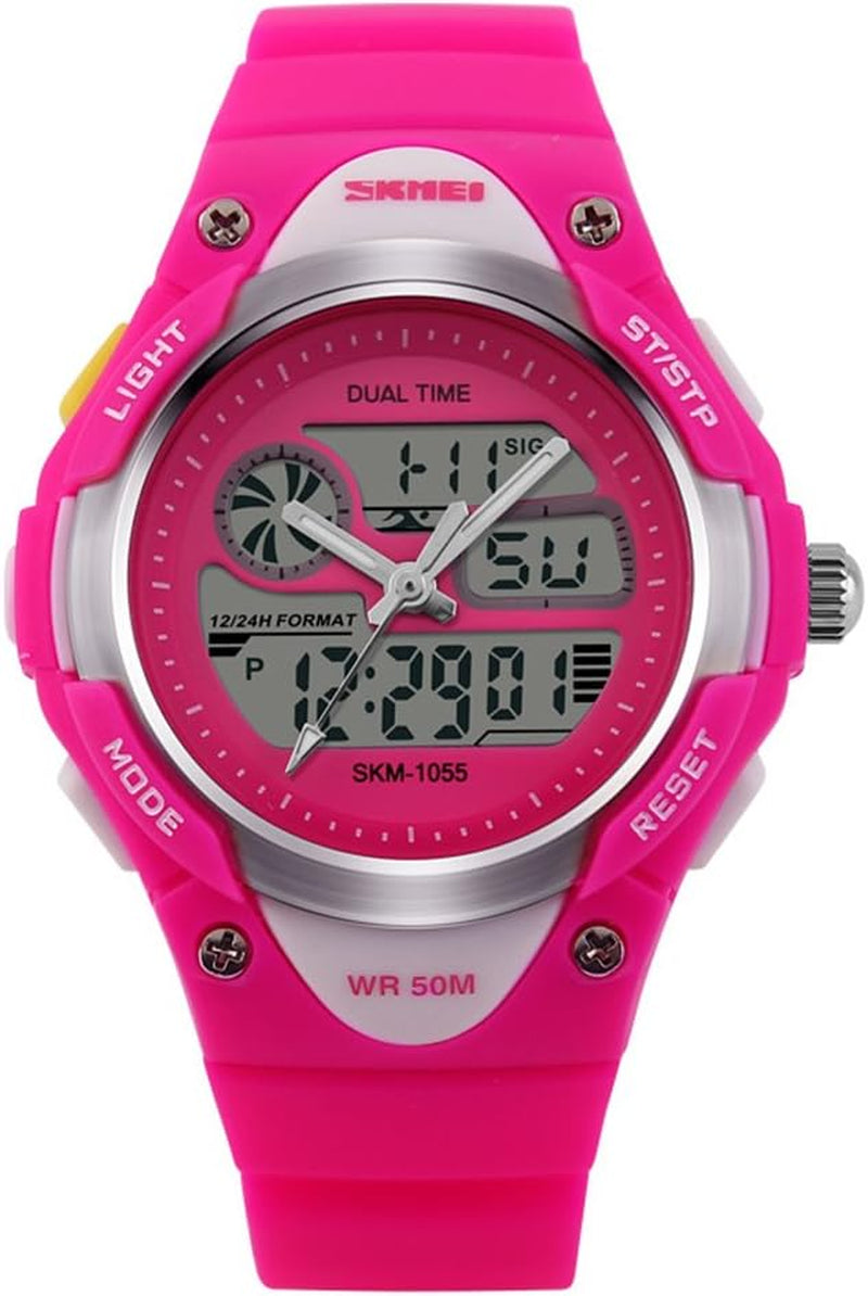 Kids Teens Girls Waterproof Sports Digital Watches Timer with Alarm Stopwatch 7 Colorful Luminous for Age 6-15