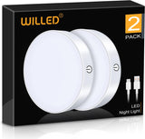 Dimmable Touch Light |  Buit-In 1000Mah Large Battery Rechargeable LED Tap Lights | Magnet Stick on Closet Light | Portable LED Puck Night Lights for Cabinet, Wardrobe, Counter, Kitchen, Bedroom
