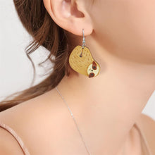 Load image into Gallery viewer, Animal Dangles Earrings | Sloth Dangle Earrings Stud | Cute Wooden Ear Studs for Women, Girls, Sloths Lovers, 1 Pair, Unique Birthday Gift
