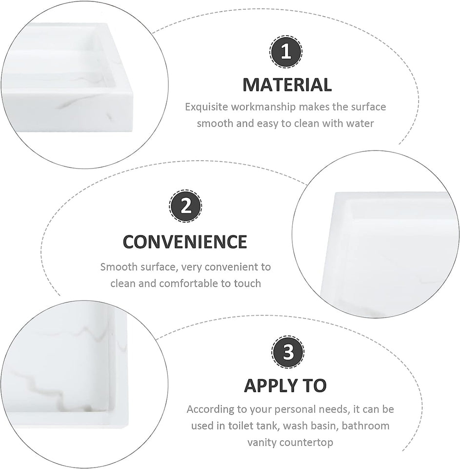 White Serving Tray Bathroom Toiletries Tray Resin Jewelry Storage Tray Marble Pattern Storage Tray Bathroom Toiletries Tray Sundries Storage Tray White Vanity Table