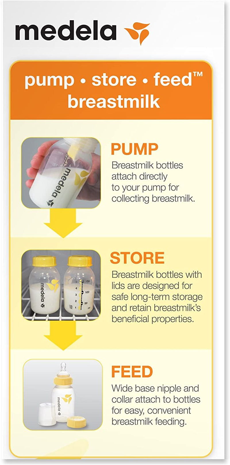 Breastmilk Bottle 150Ml with Wide Base Teat, Pack of 3