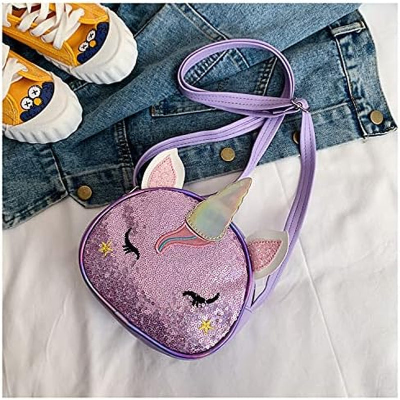 Girls Unicorn Sequin Glitter Crossbody Shoulder Purse Handbag Women Satchel Tote Shell Bag, Sequin Blue, One Size, Satchel