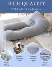 Load image into Gallery viewer, Pregnancy Pillow U-Shape Body Pillow, Maternity Pillow Support Detachable Extension - Machine Washable Jersey Cover
