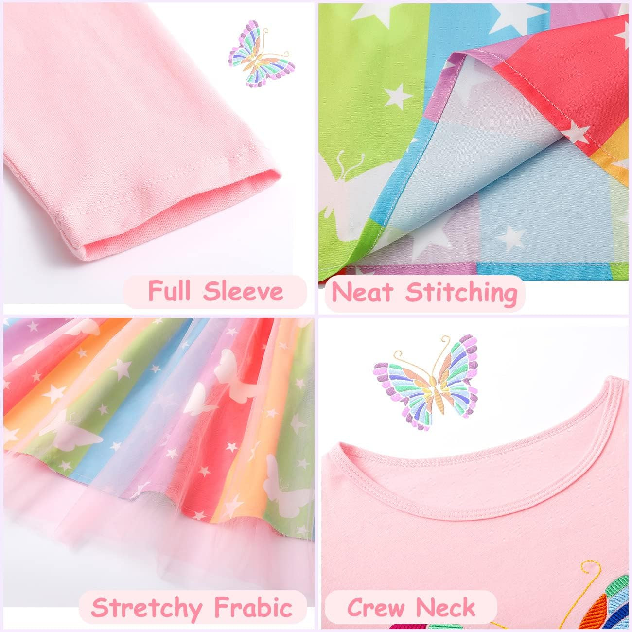 Dress for Girls, Soft Twirly Stretchy Casual Ruffle Daily Dress for Toddler/Little/Big Kid Girls Clothing 3-9T Clothes