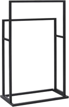 Load image into Gallery viewer, Freestanding Towel Rack Indoor Washroom Bathroom Towel Hanger Storage Shelf Holder Home Decor Accessory Organiser Black Iron
