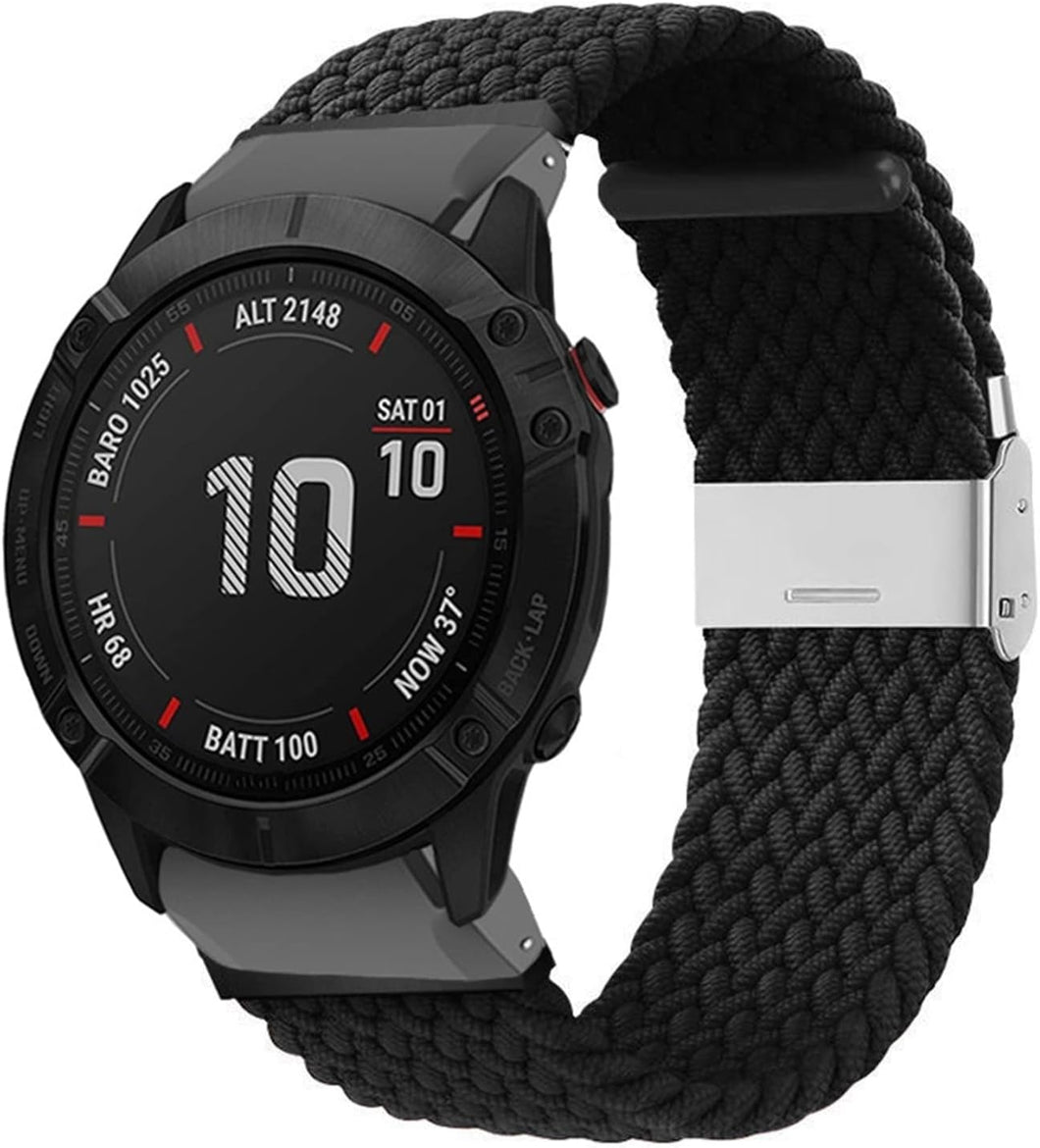 Stretchy Solo Loop Strap for Garmin Tactix Delta Strap 26Mm Elastic Nylon Braided Watchbands (Color : B, Size : 26MM)