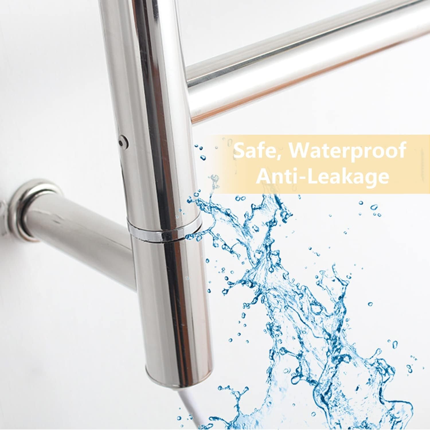 Electric Heated Towel Rail Radiator, Wall Mount Towel Rail Warmer Rack, 180° Rotating Thermostat Bathroom Electric Towel Rail