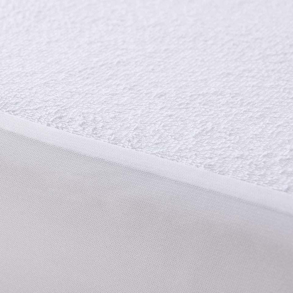 Luxurious Cotton Terry Towelling Waterproof Mattress Protector Moisture Absorbent Breathable Soft Polypropylene Layer Rustle Free Purafresh Treated Fibres - Single Bed (91Cmx190Cm)
