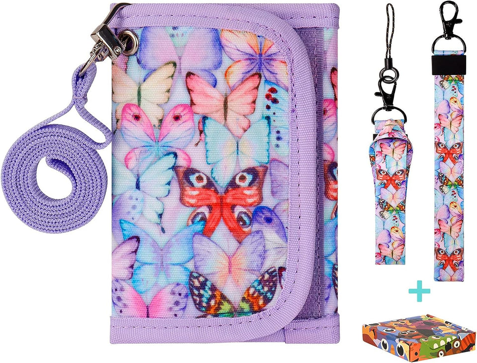 Kids Wallets for Girls, Butterfly-Colorful, Small