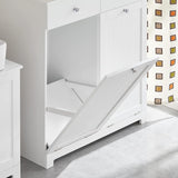 BZR33-W, 2 Drawers 2 Doors Laundry Cabinet Laundry Chest with 2 Removable Laundry Baskets, Bathroom Cabinet