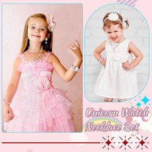 Load image into Gallery viewer, Set of 3 Little Girls Unicorn Gifts Include Unicorn Wrist Watch, Kids Jewellery Sets (Necklace Bracelet Rings Earrings), Girls Handbag Return Gifts for Birthday Party Christmas
