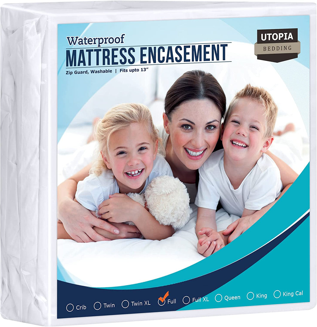 Zippered Mattress Encasement Full - 100% Waterproof and Bed Bug Proof Mattress Protector - Absorbent, Six-Sided Mattress Cover