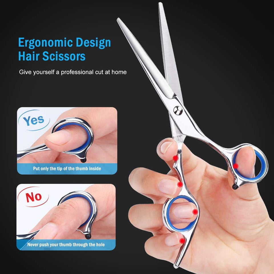 Professional Hair Cutting Scissors,  9 PCS Barber Thinning Scissors Hairdressing Shears Stainless Steel Hair Cutting Shears Set with Cape Clips Comb for Barber Salon and Home