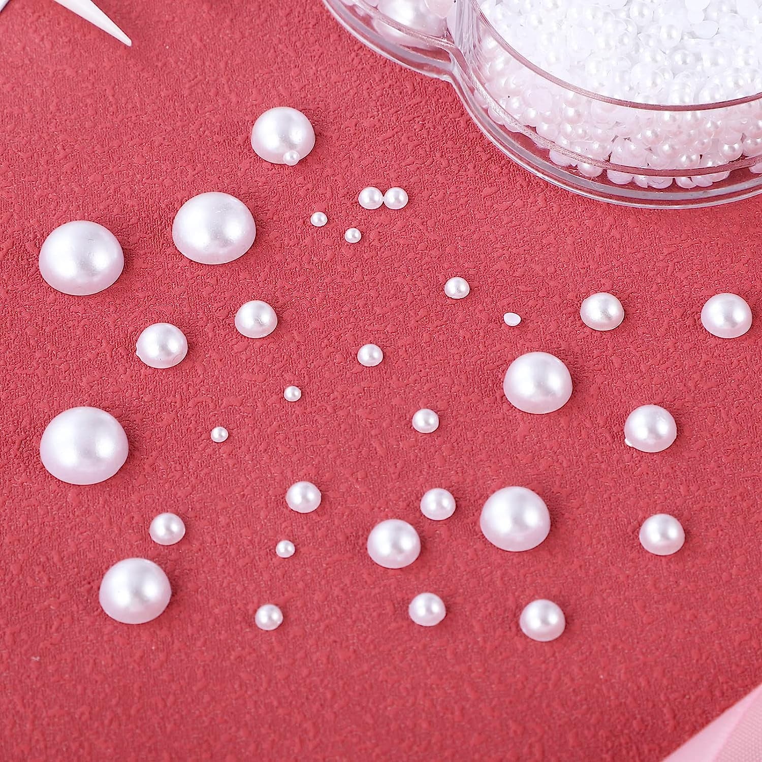 White Flat Back Pearl Beads,Half-Round Imitation Pearls Flatback Loose Beads-2/3/4/5/6/8/10Mm White Pearl 5600Pcs