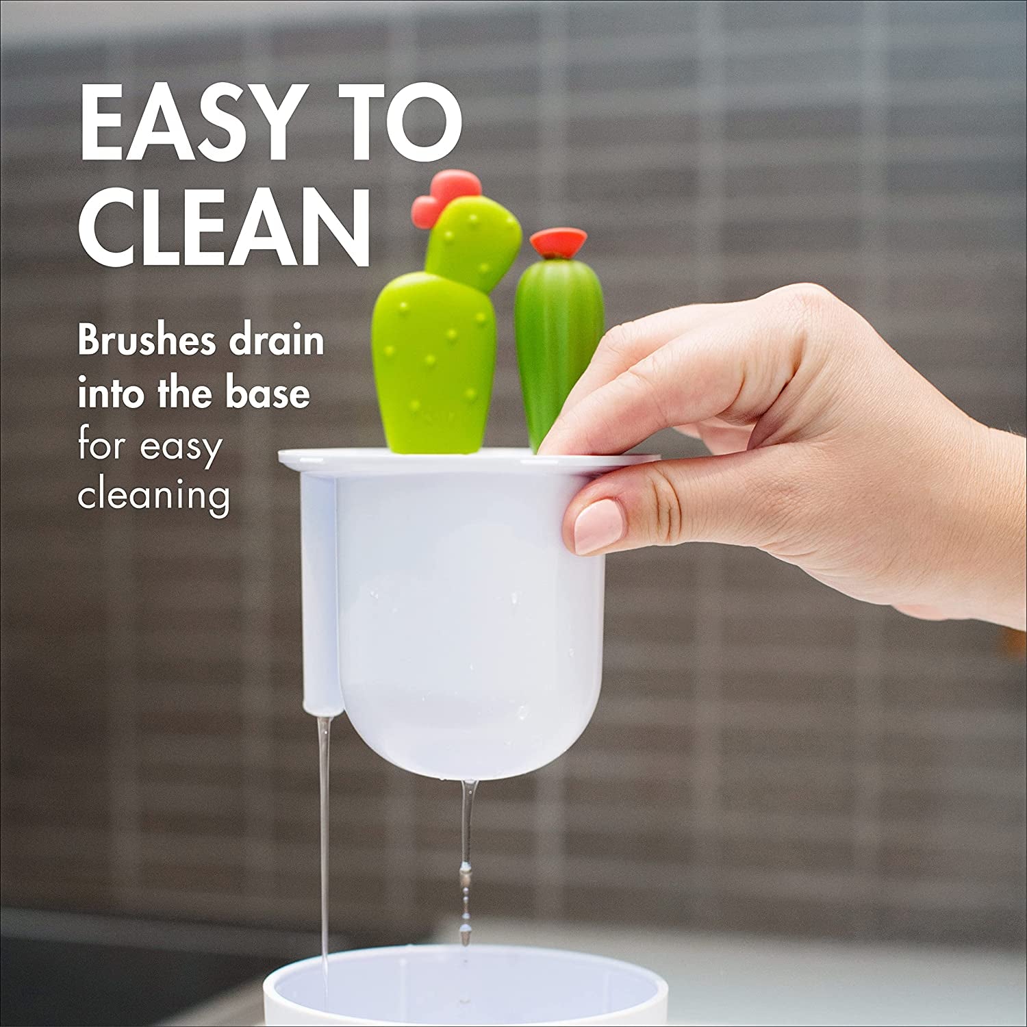 Cacti Bottle Cleaning Brush Set, Green (B11326)