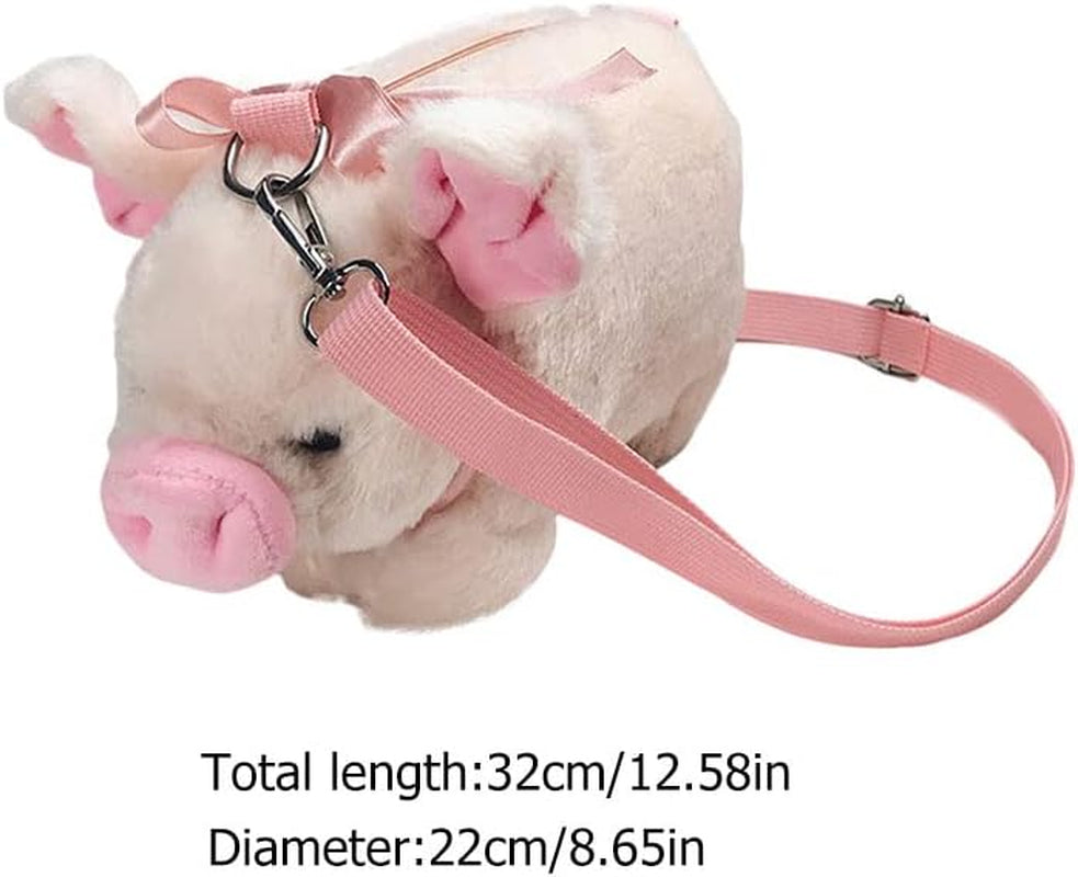 Plush Pig Crossbody Bag Cartoon Shoulder Bag Plush Animal Satchel Bag Kawaii Purse Handbag Messenger Bag for Kids Birthday Gift, Pink, Pink, Size M