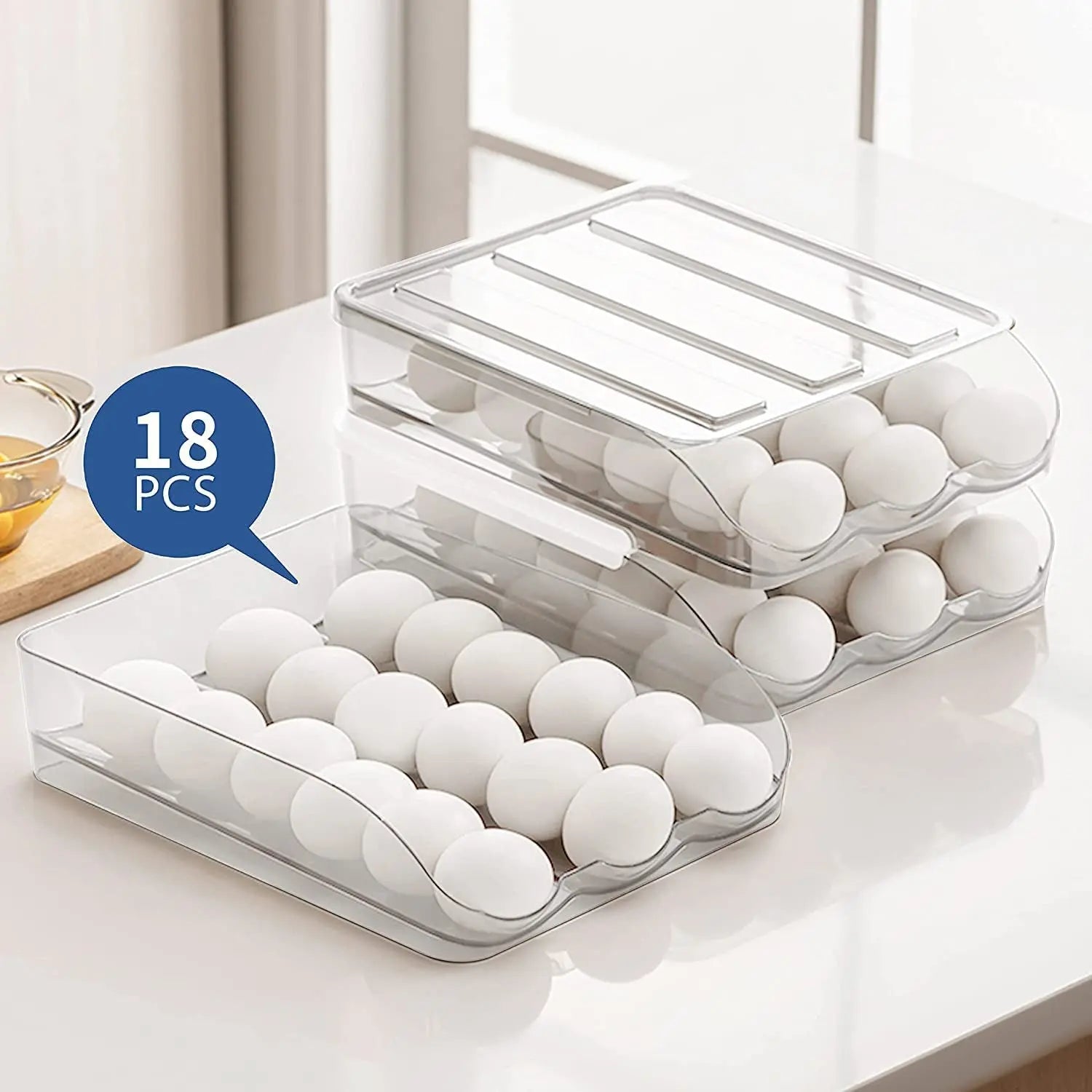 Large Capacity Egg Holder for Refrigerator, 36 Egg Fresh Storage Box for Fridge, Egg Storage Container Organizer Bin, Clear Plastic Storage Container，Egg Storage & Egg Tray (2 Layer)