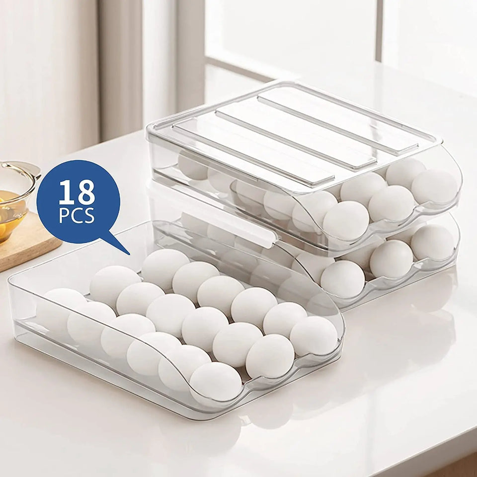 Large Capacity Egg Holder for Refrigerator, 36 Egg Fresh Storage Box for Fridge, Egg Storage Container Organizer Bin, Clear Plastic Storage Container，Egg Storage & Egg Tray (2 Layer)