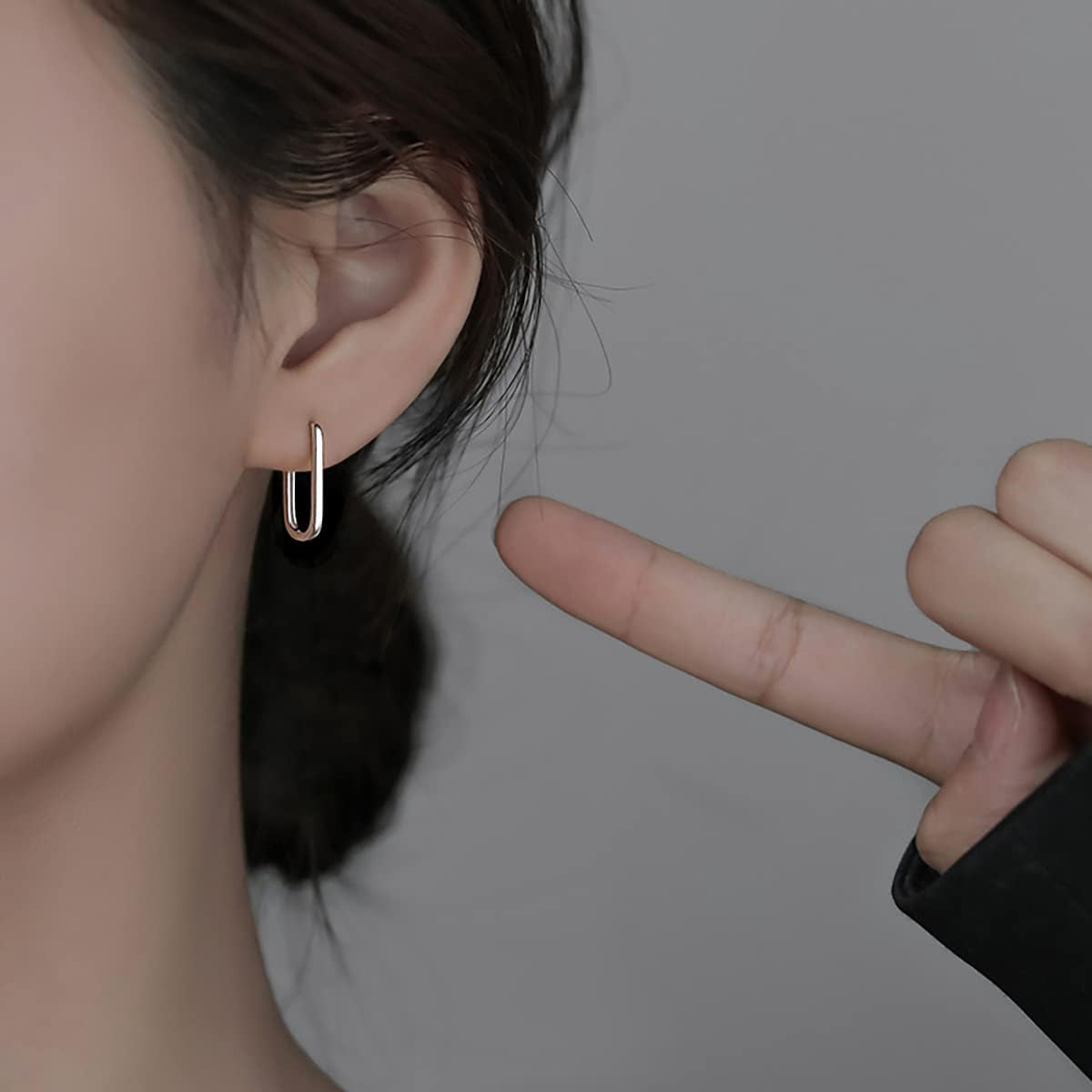 925 Sterling Silver U Hoop Earrings for Women Teen Girls Minimalist Square Hoop Earrings U Huggie Earrings