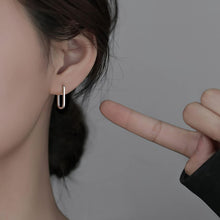 Load image into Gallery viewer, 925 Sterling Silver U Hoop Earrings for Women Teen Girls Minimalist Square Hoop Earrings U Huggie Earrings
