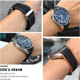 21Mm 22Mm Rubber Nylon Watch Band 19Mm 20Mm for Omega Strap Planet Ocean Seamaster 300 Rubber Bracelet (Color : Black Nylon Orange, Size : 20Mm)