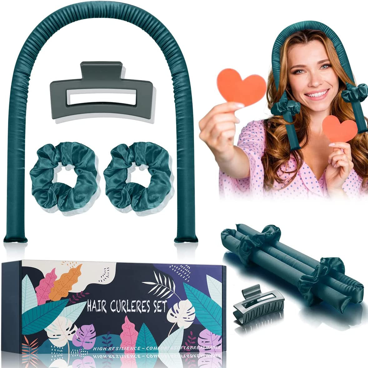 Heatless Hair Curler, Heatless Curls, Women Heatless Curling Rod Headband, Soft and Comfortable Sleep Silk Heatless Curls Ribbon, Curling Iron Kit for DIY Styling of Long Hair